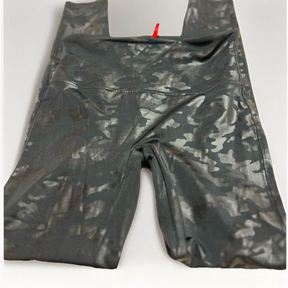 Black Spanx Camouflage Faux Leather High Waist Shapewear Leggings Camo Shine M - Picture 5 of 7